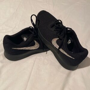 Women’s black custom  crystal Nike sneakers